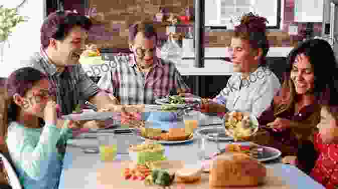 A Family Gathered Around A Table, Laughing And Sharing A Meal. Life From Scratch: Family Traditions That Start With You