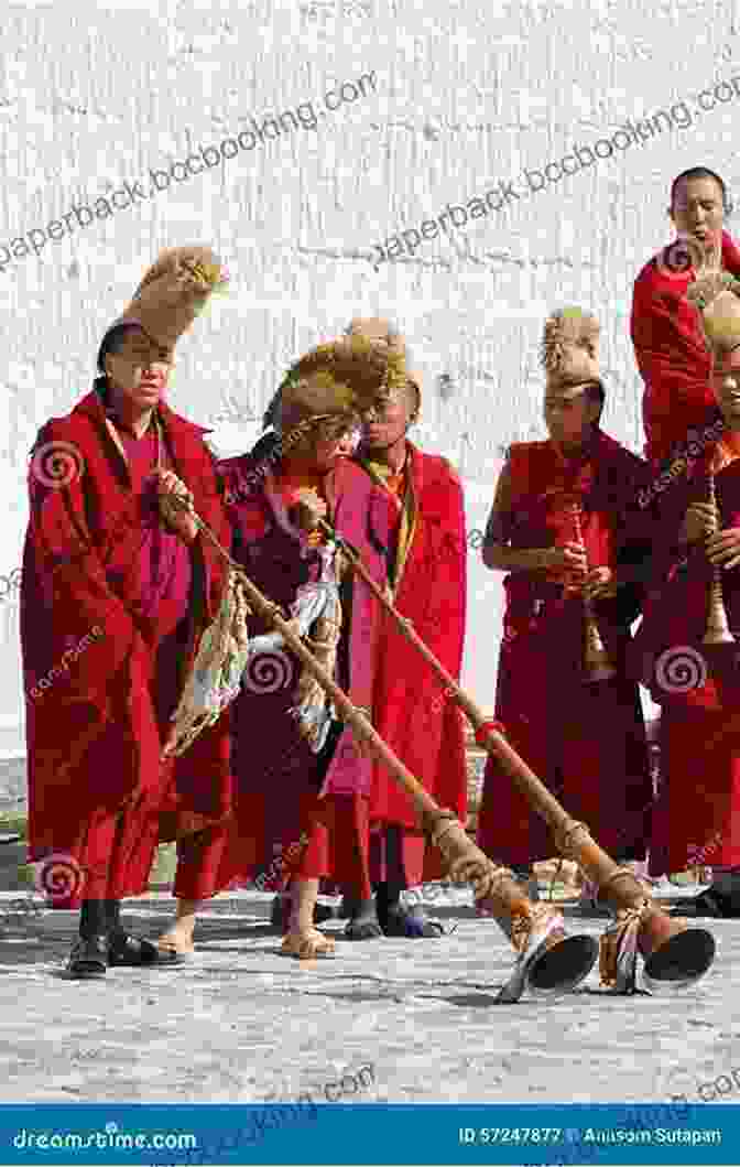 A Photograph Of Tibetan Monks Performing A Traditional Ritual. Peaks On The Horizon: Two Journeys In Tibet