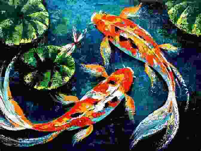 A Serene Koi Painting Depicting Vibrant Koi Fish Swimming In A Tranquil Pond, Surrounded By Lush Vegetation And Blossoming Flowers. The Gift Of Koi: Paintings And Reflections