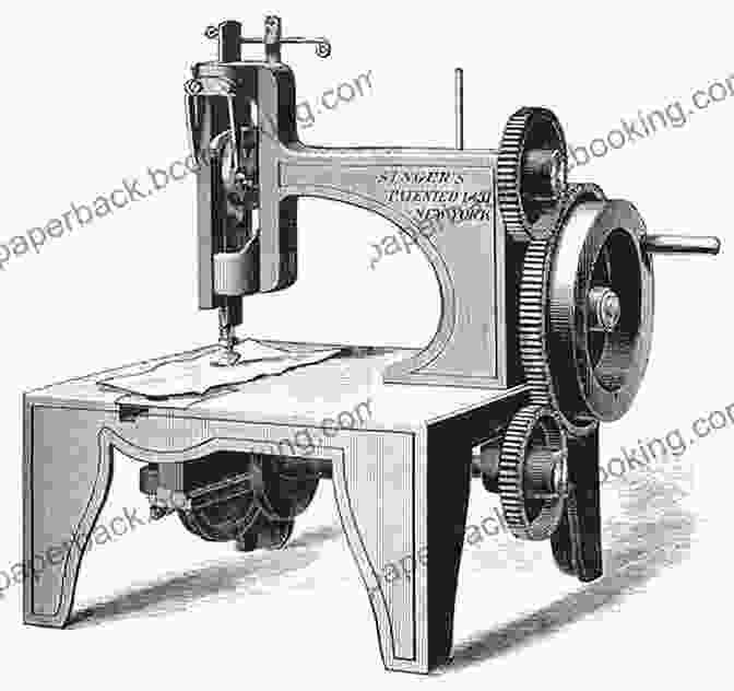 A Vintage Photograph Of Early Sewing Machines, Laying The Foundation For Automated Apparel Production. Technology Evolution In Apparel Manufacturing