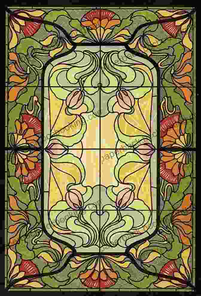 Art Nouveau Stained Glass Window Featuring A Flowing Floral Motif Masterpieces Of Art Nouveau Stained Glass Design: 91 Motifs In Full Color (Dover Pictorial Archive)