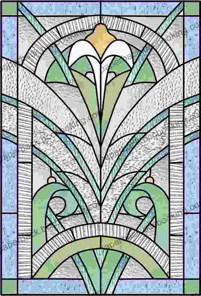 Art Nouveau Stained Glass Window Featuring Geometric Patterns Masterpieces Of Art Nouveau Stained Glass Design: 91 Motifs In Full Color (Dover Pictorial Archive)