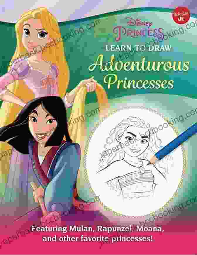 Book Cover Of 'How To Draw Famous Characters As Princesses' Featuring Elsa, Hermione, Wonder Woman, Rey, And Belle In Princess Gowns How To Draw Famous Characters As Princesses: Learn How To Draw Beautiful Cartoon Royal Girls (How To Draw Reimagined Characters 3)