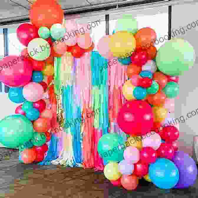 Colorfully Decorated Backdrop Made From Streamers And Balloons For A Birthday Party THE DIY AMAZING LOW COST CHILD S BIRTHDAY PARTY : Olde MacDonald Farm Birthday Party Games Decorations Checklists Set Up Lists Birthday Presents (Parties 4)