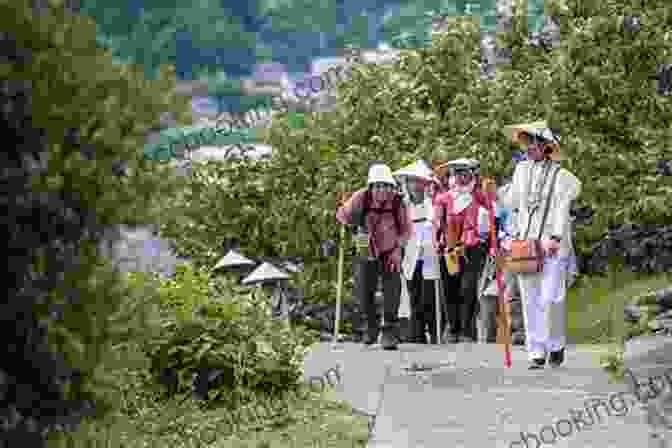 Pilgrims Walking Along The Shikoku Trail With Temples In The Background Walking With Buddha: Pilgrimage On The Shikoku 88 Temple Trail (Travel Adventures 2)